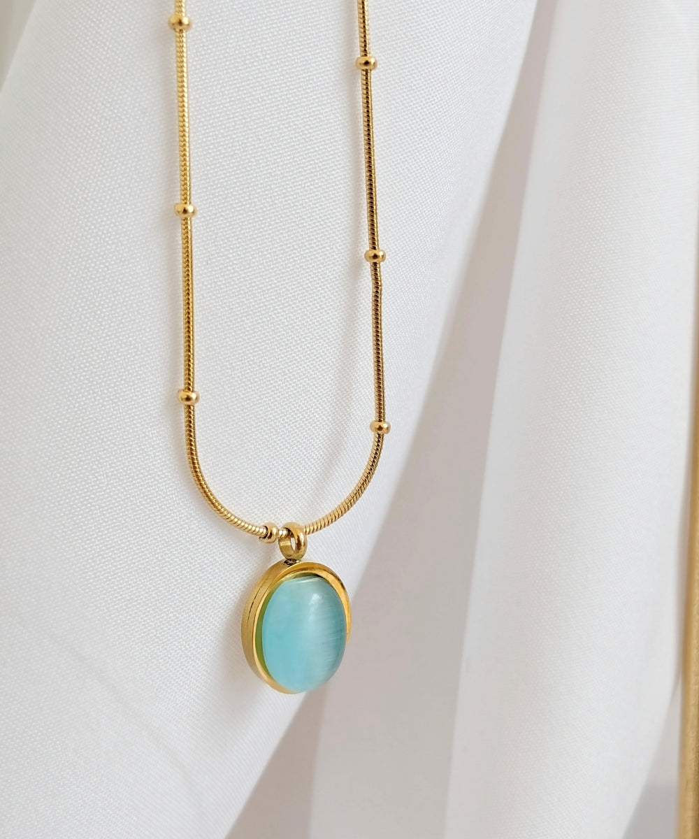 Aqua Turquoise Oval Necklace